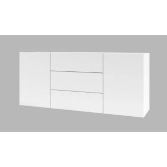 UDREN komoda 2D3S, bílá/dub wotan