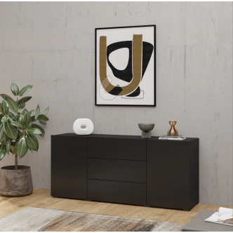 UDREN komoda 2D3S, černá/dub wotan