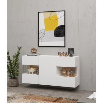 UDREN komoda 3D, bílá/dub wotan