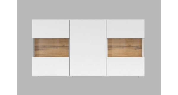 UDREN komoda 3D, bílá/dub wotan