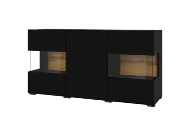 UDREN komoda 3D, černá/dub wotan