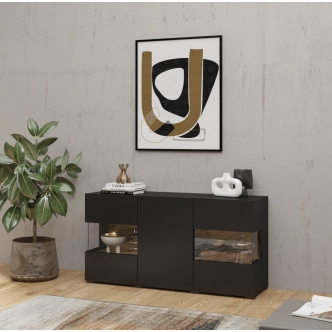 UDREN komoda 3D, černá/dub wotan