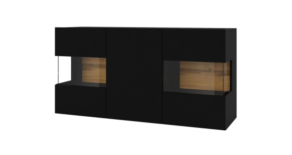 UDREN komoda 3D, černá/dub wotan