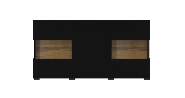 UDREN komoda 3D, černá/dub wotan