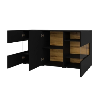 UDREN komoda 3D, černá/dub wotan