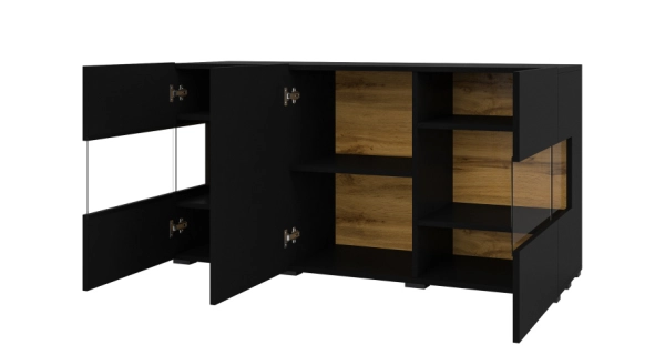 UDREN komoda 3D, černá/dub wotan