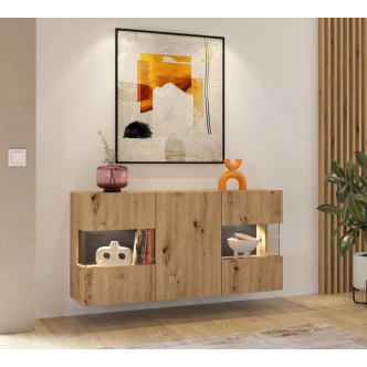 UDREN komoda 3D, dub artisan/černá