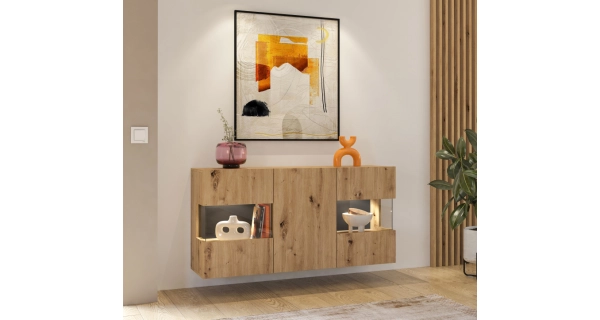 UDREN komoda 3D, dub artisan/černá