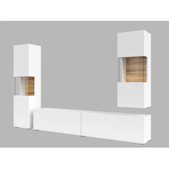 UDREN obývací stěna, bílá/dub wotan