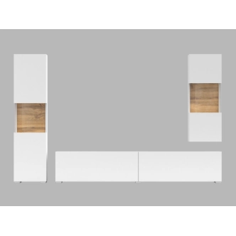 UDREN obývací stěna, bílá/dub wotan