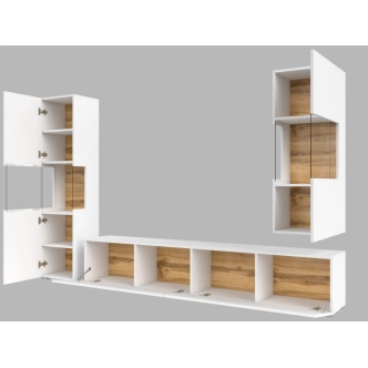 UDREN obývací stěna, bílá/dub wotan