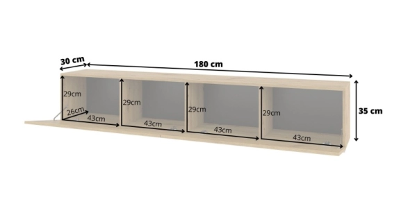 UDREN televizní stolek 2V, dub artisan/černá