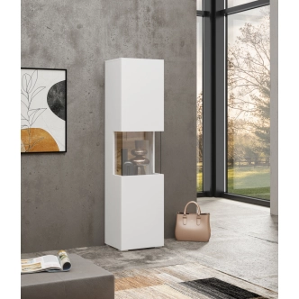 UDREN vitrína 1D, bílá/dub wotan