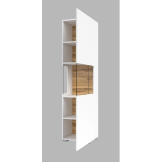 UDREN vitrína 1D, bílá/dub wotan