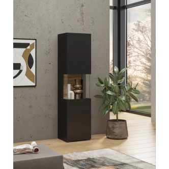 UDREN vitrína 1D, černá/dub wotan