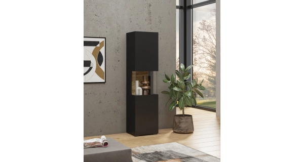 UDREN vitrína 1D, černá/dub wotan