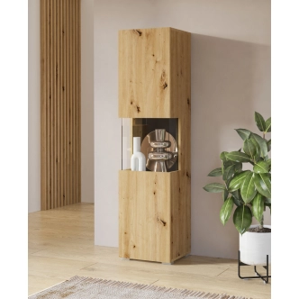 UDREN vitrína 1D, dub artisan/černá