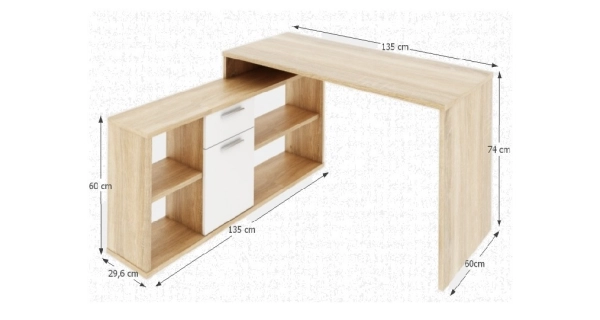 Univerzální psací stůl PATAIKOS, dub sonoma/bílá
