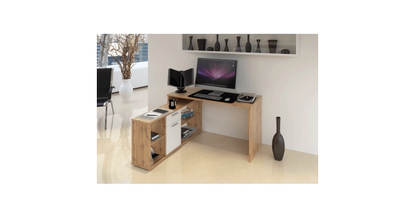 Univerzální psací stůl PATAIKOS, dub wotan/bílá