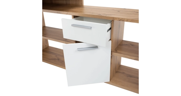 Univerzální psací stůl PATAIKOS, dub wotan/bílá