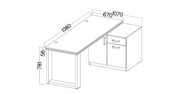 Univerzální psací stůl s komodou AGEPSTA typ 2, světle šedý