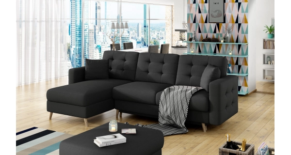 Univerzální rohová sedačka DOLBY 01 L, černá látka