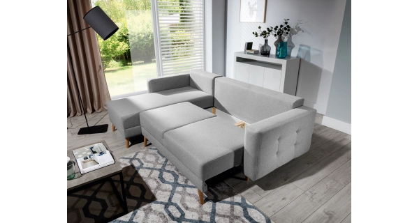 Univerzální rohová sedačka DOLBY 23 L, šedá látka