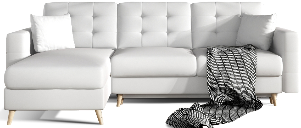Univerzální rohová sedačka DOLBY 07 L, bílá ekokůže