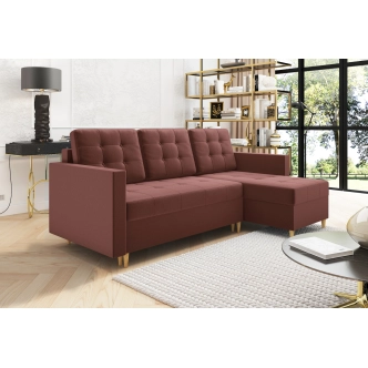 Univerzální rohová sedačka MELANCANTA, růžová látka K29