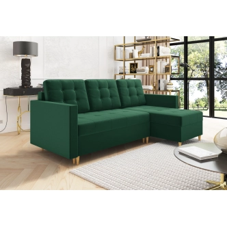 Univerzální rohová sedačka MELANCANTA, zelená látka K19