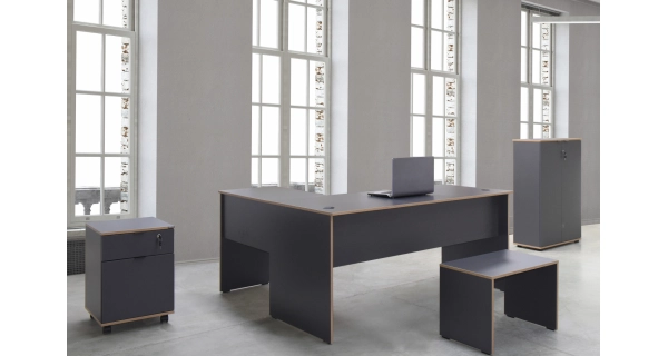 Univerzální rohový psací stůl CORNO, antracit/dub