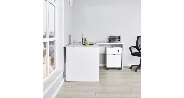 Univerzální rohový psací stůl CORNO, bílý