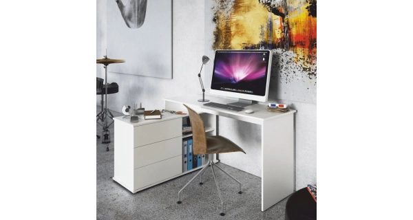 Univerzální rohový psací stůl NOTERI, bílá