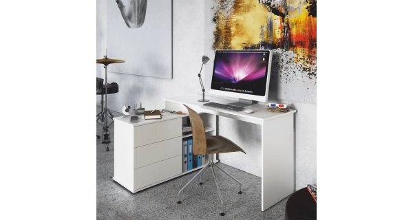 Univerzální rohový psací stůl NOTERI, bílá