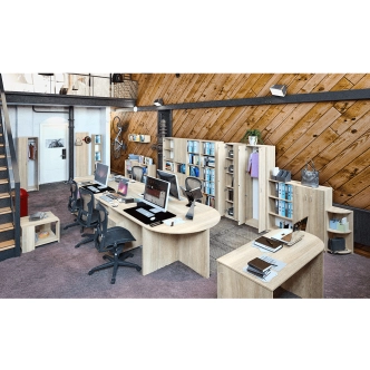 Univerzální rohový stůl AMPAT, obloukový, dub sonoma