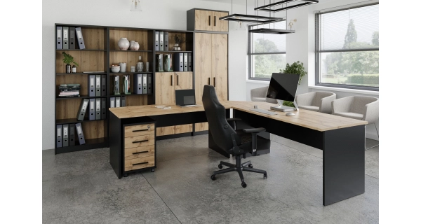 Uzamykatelná skříň NEJBY GIANNI, černá/dub wotan