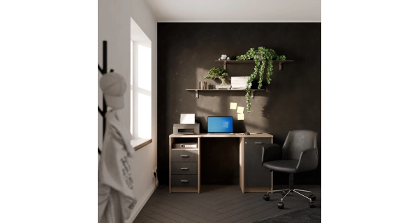 Uzamykatelný psací stůl WAHLBER, dub royal/sidewalk