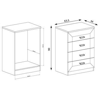 Úzká komoda ACHAO 4S, dub lefkas