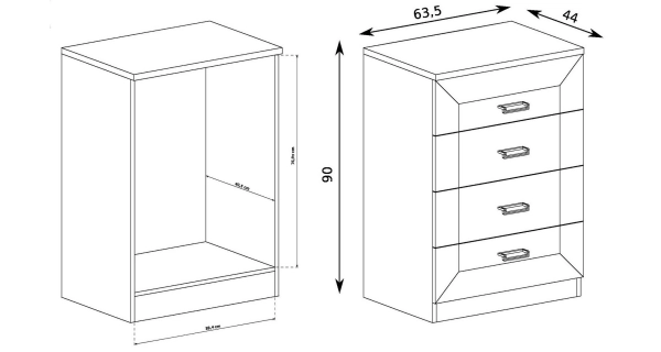 Úzká komoda ACHAO 4S, dub stoletý