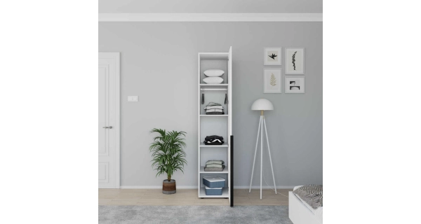 Úzká policová skříň HELMAR, bílá DOPRODEJ