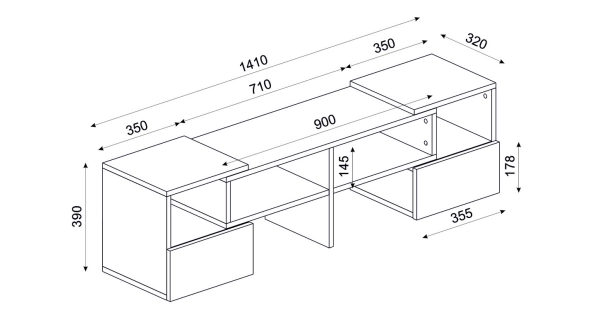 Variabilní televizní stolek DONEGAL, bílý