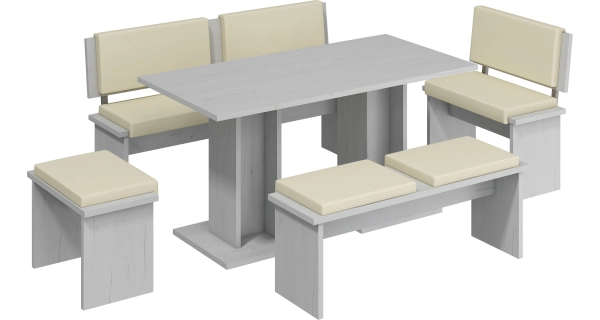 Velká lavice GURLAN, craft bílý/béžová ekokůže, 5 let záruka