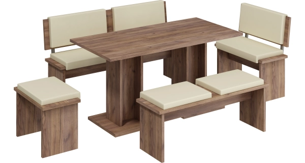 Velký jídelní set GURLAN, craft tobaco/béžová ekokůže, 5 let záruka