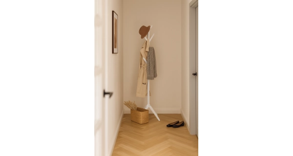 Věšák ARULOR, bílá, masiv borovice