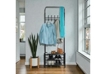 Věšák s botníkem NUMRAB, černý kov