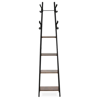 Věšák se 4 policemi SARCAN, dekor staré dřevo, černý lak