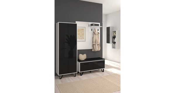 Věšákový panel PRUDHOE se zrcadlem, bílý, 5 let záruka