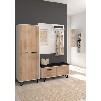 Věšákový panel PRUDHOE se zrcadlem, bílý, 5 let záruka