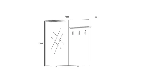 Věšákový panel PRUDHOE se zrcadlem, černý