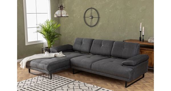 Větší rohová sedačka BRRESO, levá, antracit